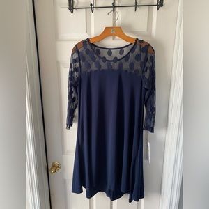 New, navy blue, polka dot dress